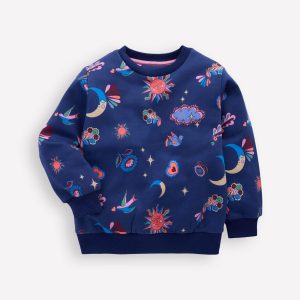 Relaxed Printed Sweatshirt-College Navy Celestial