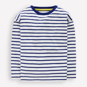 Long Sleeve Relaxed Breton-Ivory/College Navy