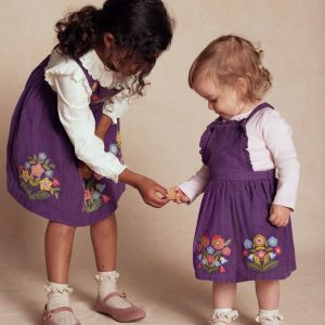 Embroidered Woven Pinnie Set-Mystic Purple