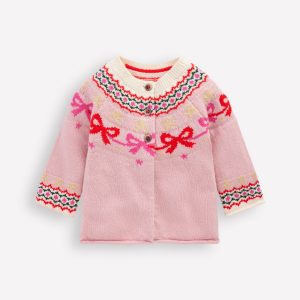 Edie Fair Isle Cardigan-Vintage Pink Bows