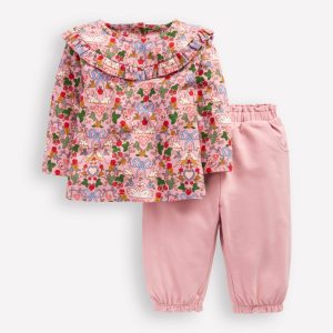 Frilly Jersey Play Set-Vintage Pink Birds