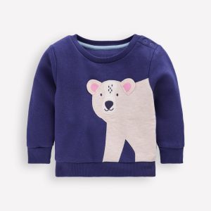 Boys Appliqu?? Sweatshirt-Navy Polar Bear