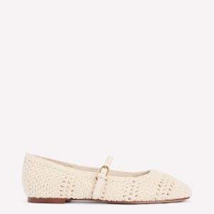 Crochet Mary Jane Flats-Ecru