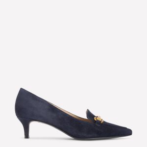 Iris Heel Snaffle Point Loafer-Navy