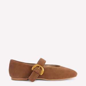 Kylie Flat Buckle Mary Jane-Raw Umber