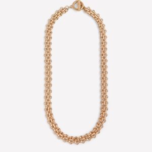 Woven Chain Necklace-Gold Colour