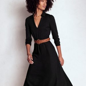 Imogen Collared Jersey Dress-Black
