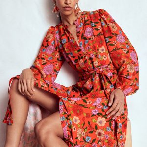 Mae Occasion Maxi Shirt Dress-Firecracker Red. Dahlia Trail