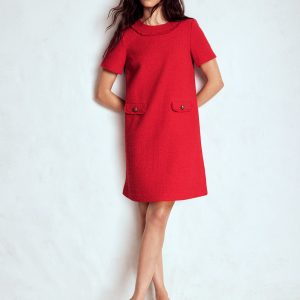 Evita Cotton Shift Dress-Poppy Red