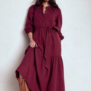 Cecily Double Cloth Midi Dress-Deep Wisteria