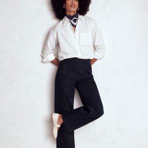 Bloomsbury Cotton Pants-NAVY