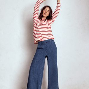 Pull-on Denim Pants-MID WASH