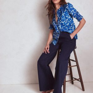 Effie Short Sleeve Top-Bright Blue. Leafy Grove