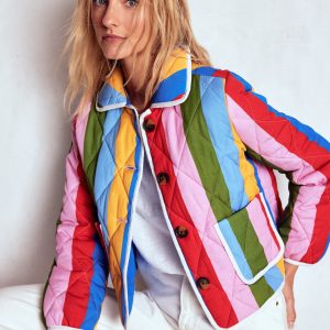Fitzrovia Quilted Jacket-Rainbow Stripe
