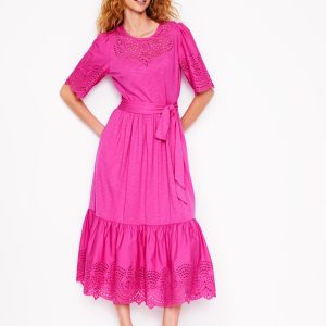 Isabel Broderie Mix maxi Dress-Cosmos Pink