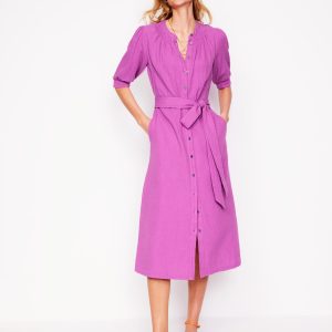Ada Double Cloth Midi Dress-Foxglove Purple