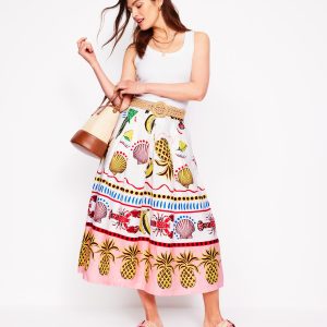 Verity Linen Midi Skirt-Multi. Tropical Bonanza