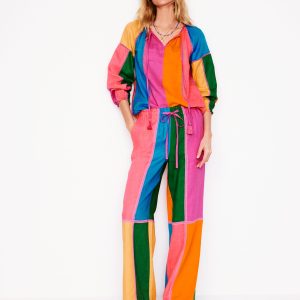 Islington Linen Pants-Multi Colourblock