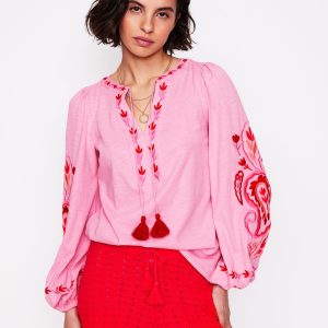 Nia Embroidered Top-Formica Pink