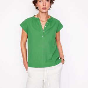 Sleeveless Double Cloth Top-Paradise Green