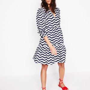 Esme Linen Mini Dress-French Navy. Mono Wave