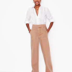 Wide Leg Cargo Pants-Cappuccino