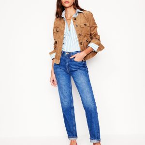 High Rise Straight Leg Jeans-Mid Wash