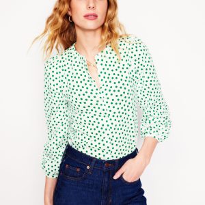 Marina Jersey Shirt-Ivory. Abstract Dot