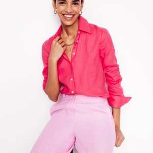 Sienna Linen Shirt-Camelia Pink