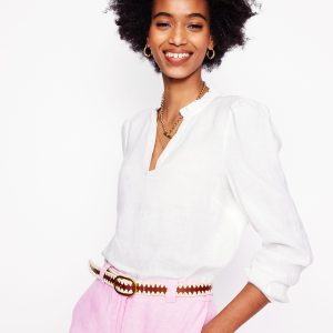 Grace Linen Top-White