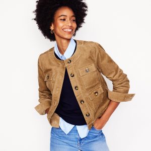 Collarless Casual Jacket-Cappuccino