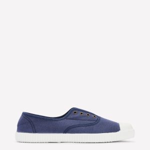 Laceless Canvas Plimsoll-Navy
