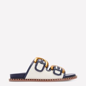 Alberta Footbed Sandals-Ivory/Navy