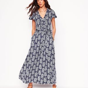 Nicola Jersey Tea Dress-French Navy.  Paisley Heart