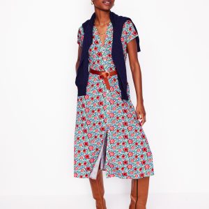 Sara Jersey Shirt Dress-Multi. Foliage Scatter