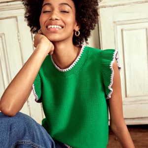 Lena Stitch Detail Vest-Rich Emerald