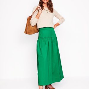 Yoke Detail Maxi Skirt-Rich Emerald
