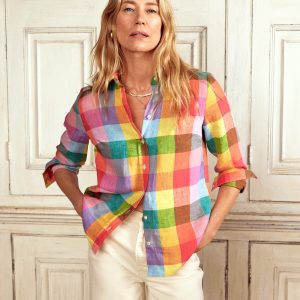 Sienna Linen Shirt-Rainbow Multi Gingham