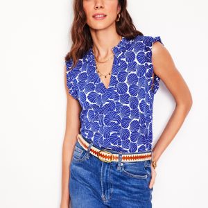 Lola Sleeveless Top-Bright Blue. Seashell