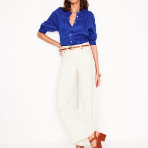 Bea Linen Top-Bright Blue