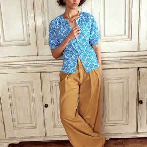 Isla Jersey Shirt-Cerulean Blue. Blossomy