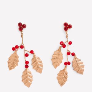 Festive Metal Earrings-Red