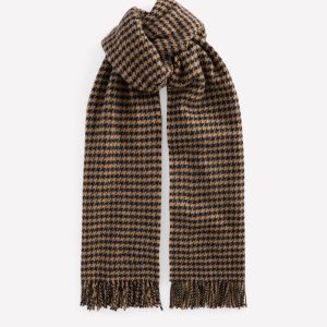 Houndstooth Blanket Scarf-Natural/Navy