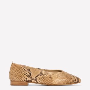 High Cut Stitch Detail Flats-Neutral