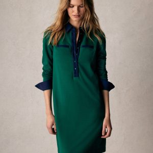 Georgina Ponte Dress-Green and Navy