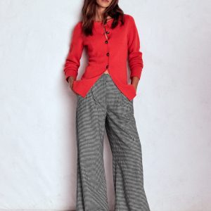 Kensington Tailored Pants-Black and Ivory Puppytooth