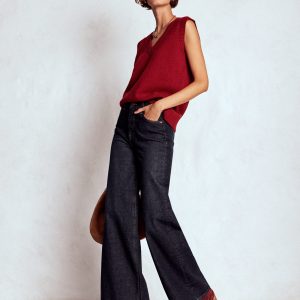 High Waist Wide Leg  Jeans-Indigo Rinse