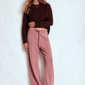 Wide Leg Joggers-Blushing Rose