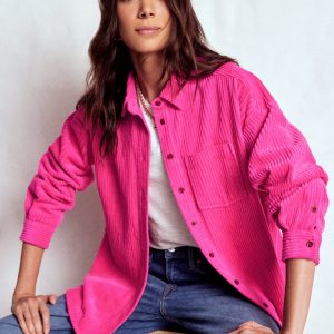 Cord Overshirt-Pink Peony